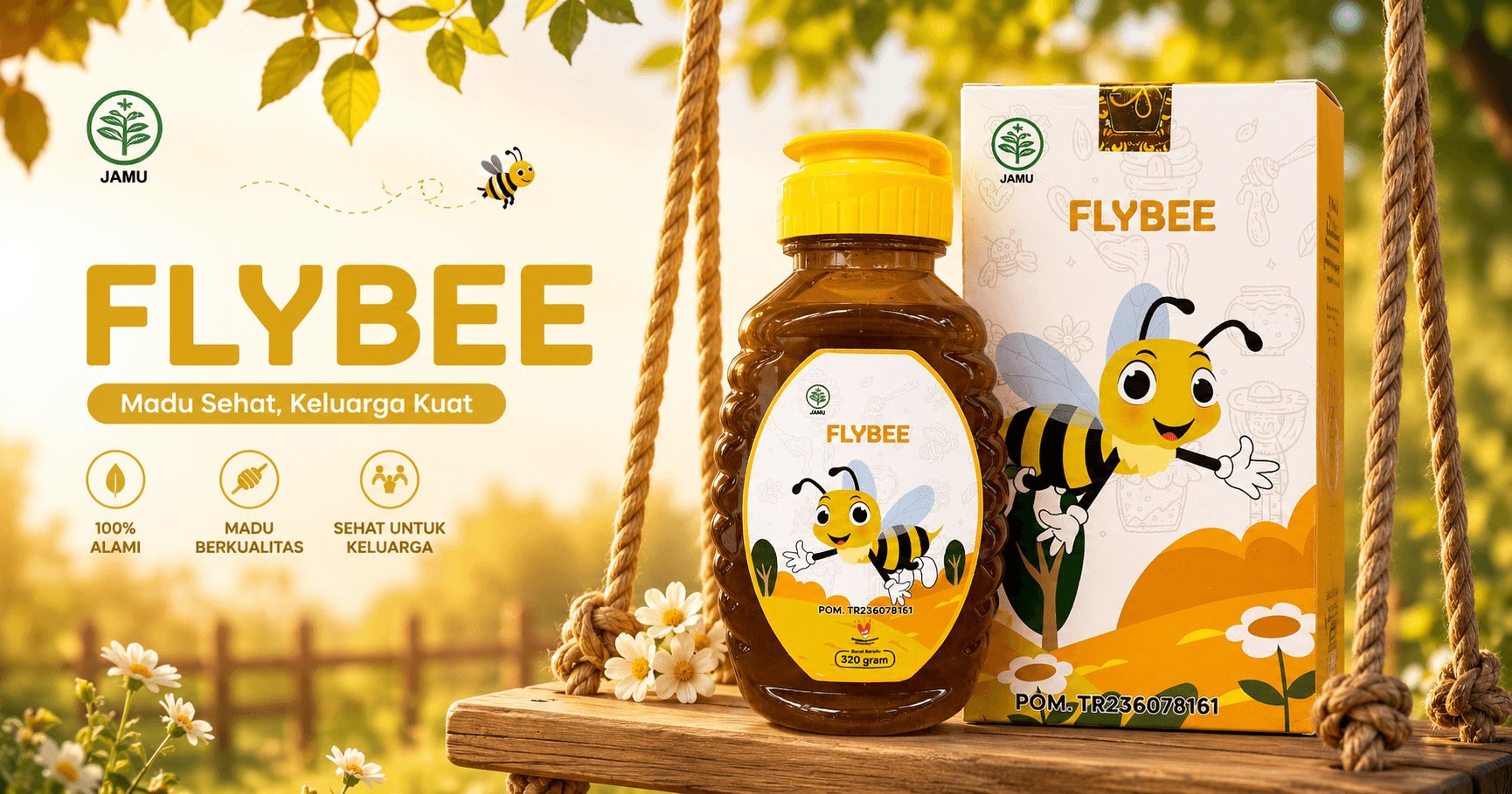FLYBEE madu herbal amandel alami terdaftar BPOM