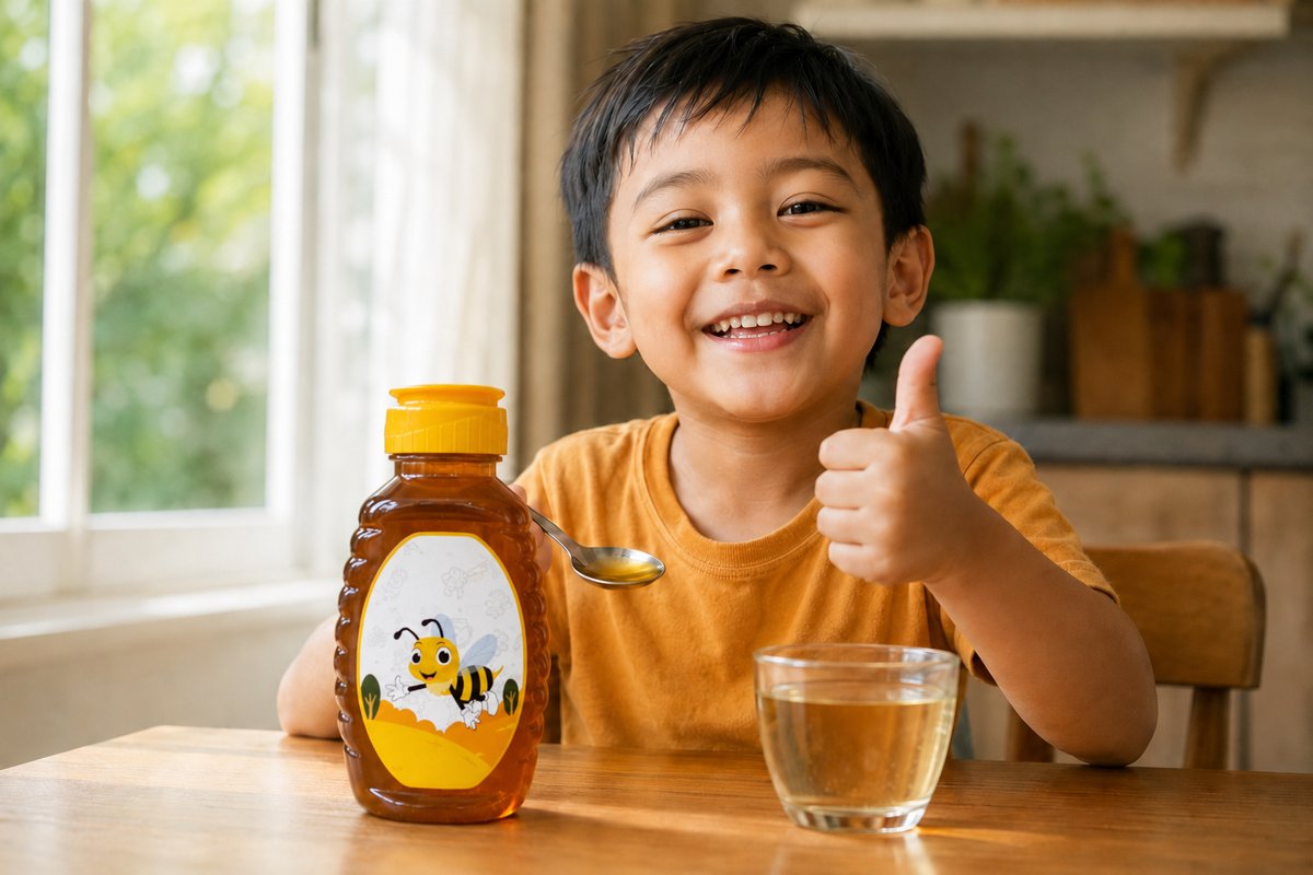 anak setelah minum FLYBEE sebagai cara menghilangkan amandel tanpa operasi